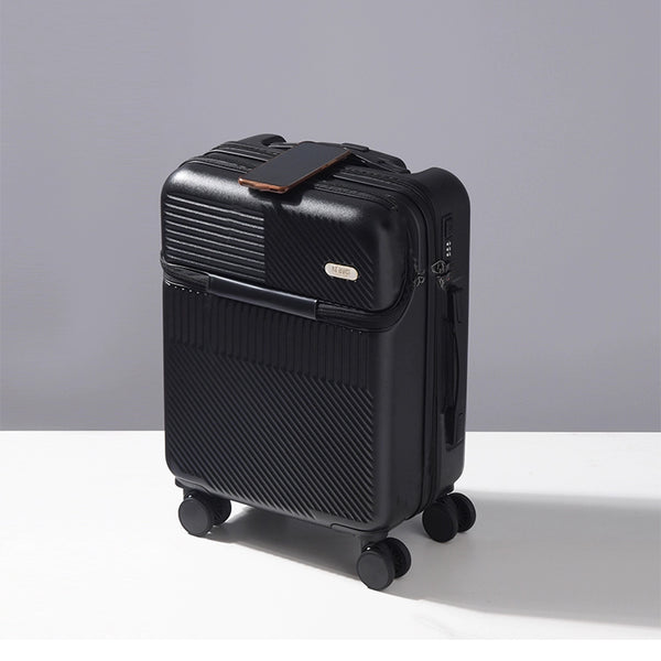 Slab 20" 360° Spinner Wheeled Cabin Travel Carry-on Luggage USB Port Access - Black