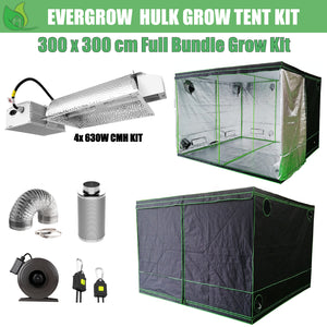 EverGrow Hulk Series 3x3m Quad CMH 630W Hydroponic Grow Tent Full Bundle Kit