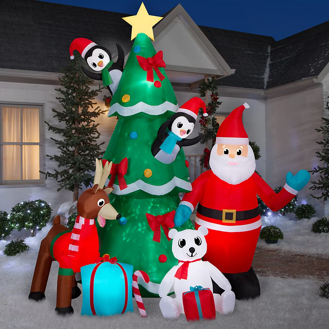 Inflatable Collection Christmas Inflatable LED Lit, Inflatable Santa LED Light - GearZen