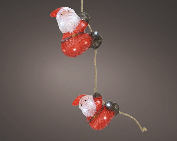 Christmas Decoration 3D Acrylic Climbing Santa on Rope 2x17cm Miniature Santas Outdoor