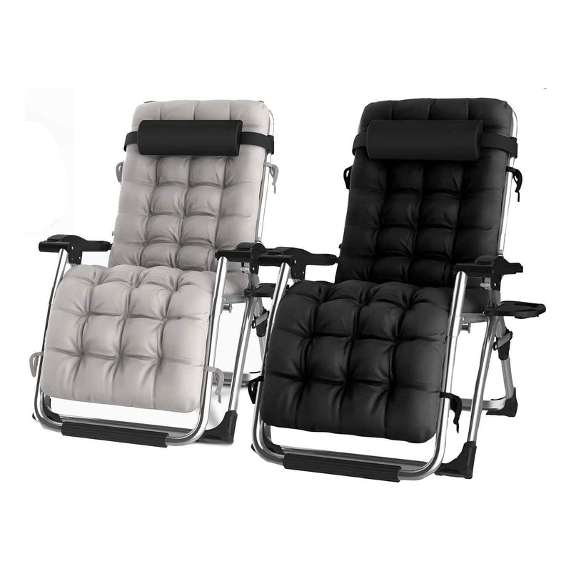 King Size Recliner Foldable Indoor/Outdoor Reclining Lazy Chair Comfort Pack With Cup Holder & Cushion