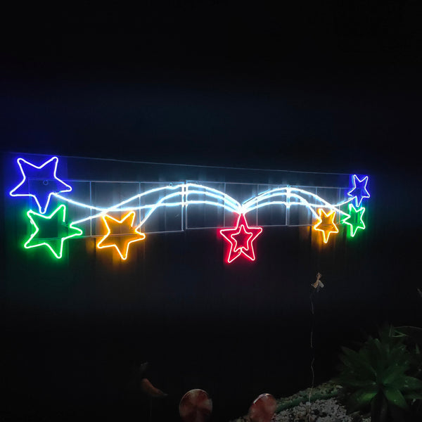 Christmas LED Motif Neon Light Shooting Bursting Stars Animated 280x72cm Outdoor