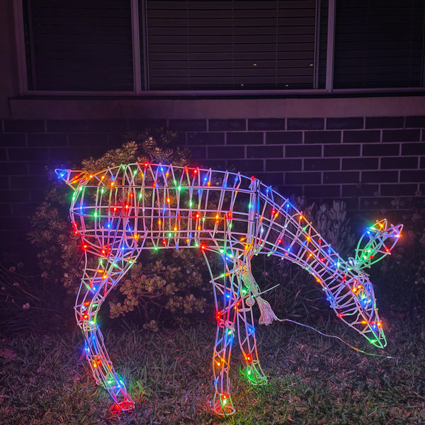 Christmas Decoration 3D Frame Doe Reindeer Eating 85cm Multi LED Indoor Outdoor