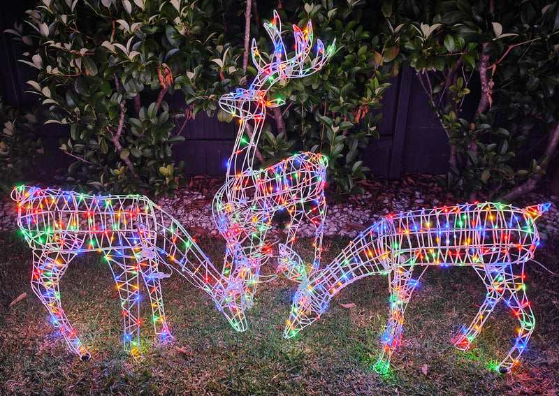 Christmas Decoration 3D Frame Standing Buck Reindeer 114cm Multi LED Indoor Outdoor