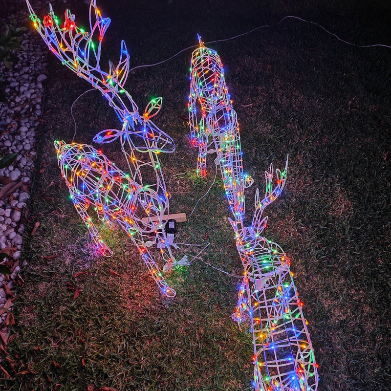Christmas Decoration 3D Frame 3pcs Reindeer Family Set Multi LED Indoor Outdoor