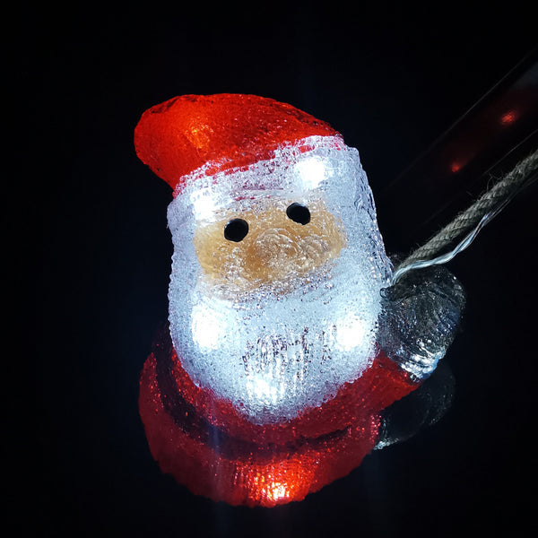 Christmas Decoration 3D Acrylic Climbing Santa on Rope 2x17cm Miniature Santas Outdoor