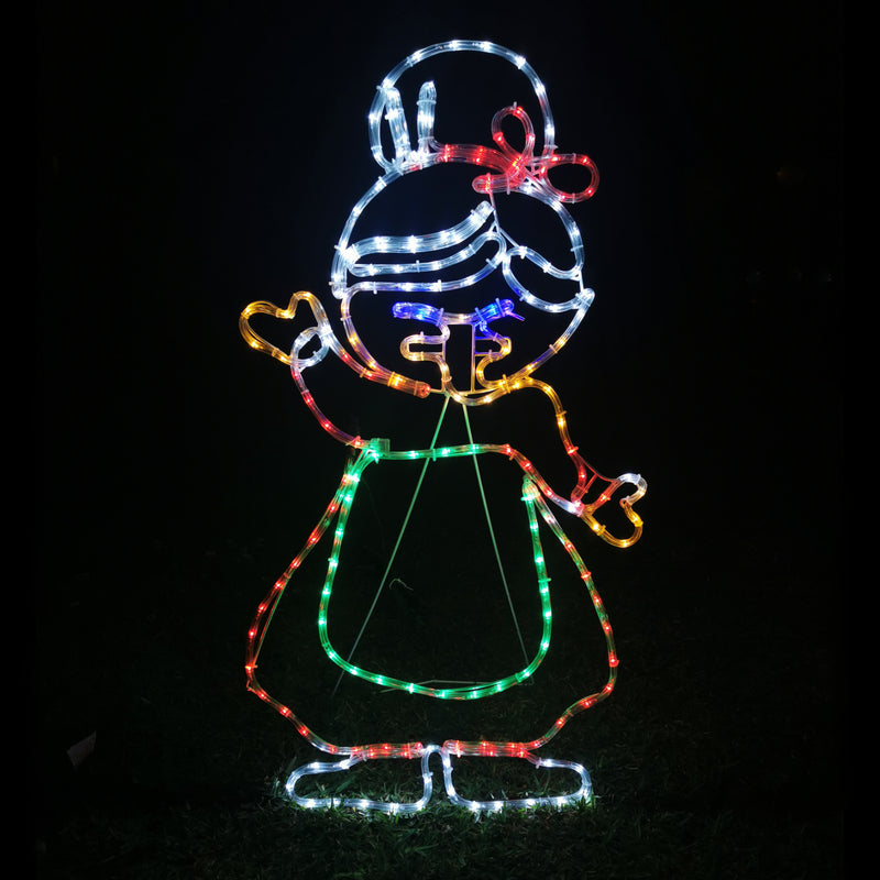 Christmas LED Motif Mrs Claus 99cm Outdoor Silhouette Display Decoration