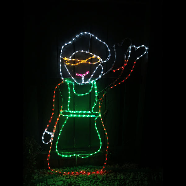 Christmas LED Motif Animated Waving Mrs Claus 140cm Outdoor Lighting Silhouette