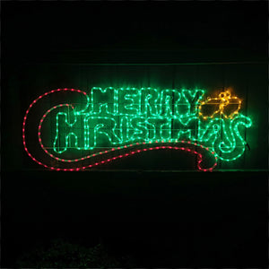 Christmas LED Motif Animated Red Green Merry Christmas 150x53cm Outdoor Silhouette