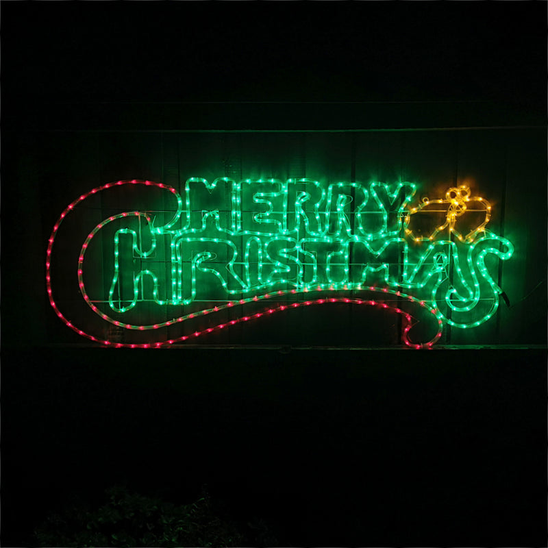 Christmas LED Motif Animated Red Green Merry Christmas 150x53cm Outdoor Silhouette
