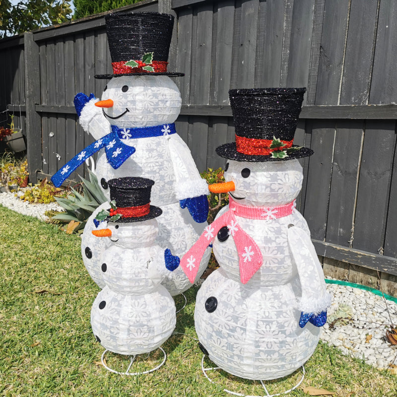 Christmas Decoration 3D LED Lit 3pcs Snowman Family 125cm Indoor/Outdoor