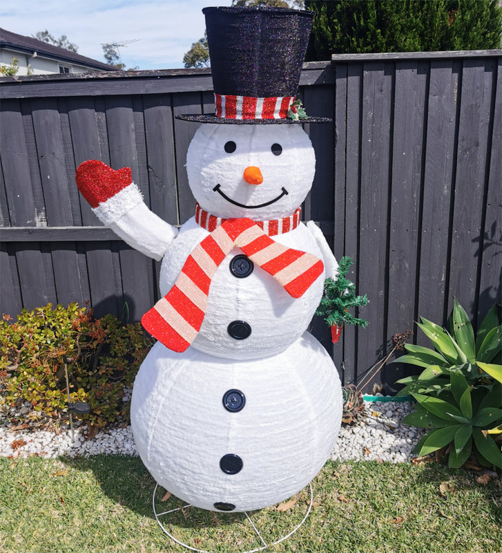 Christmas Decoration 3D LED Lit 185cm Top Hat Snowman Indoor 