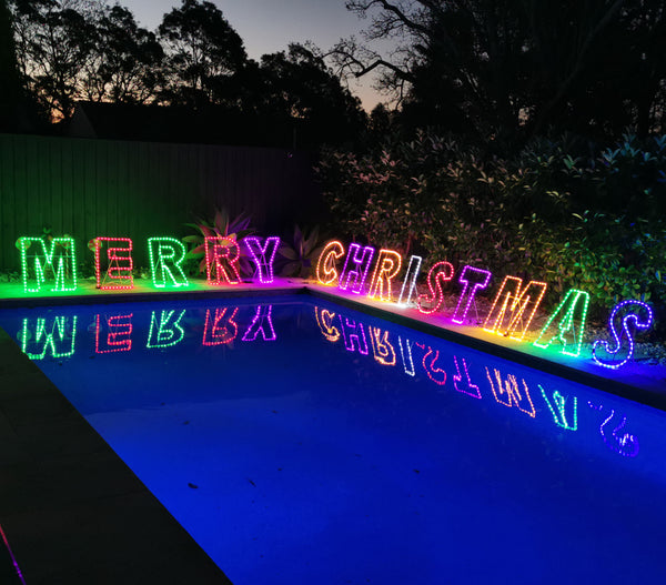 Christmas LED Motif Rainbow Merry Christmas Sign 60cm Letter Outdoor Display