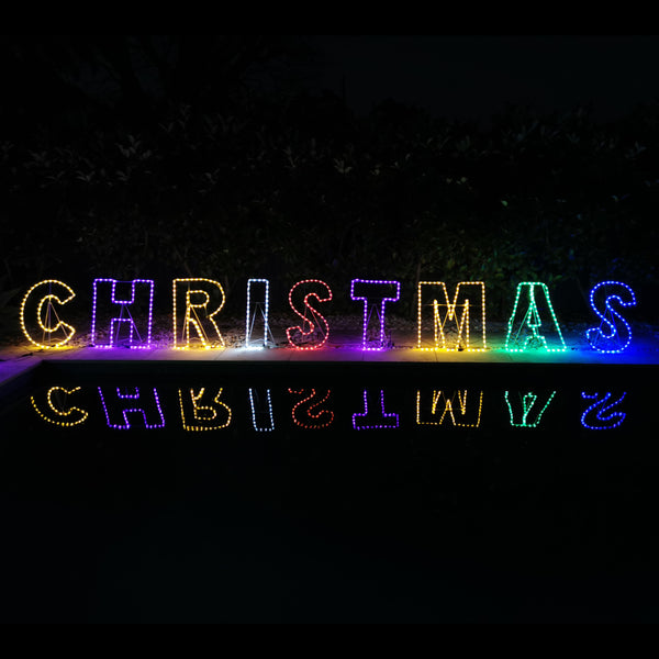 Christmas LED Motif Rainbow Merry Christmas Sign 60cm Letter Outdoor Display