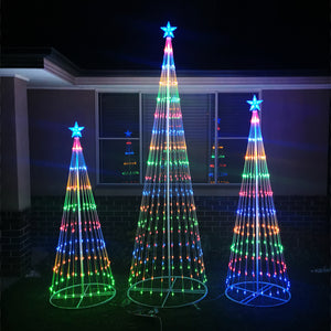 Christmas 210cm Cone Tree 246 LED Digitally Animated 24 Functions Multi Colour