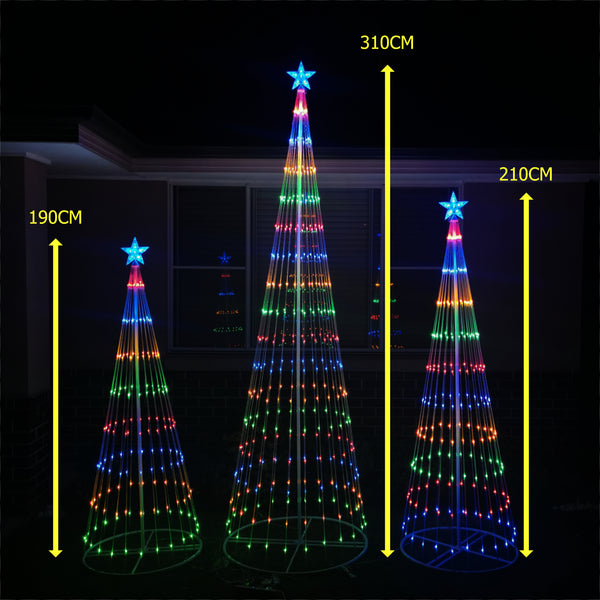 Christmas 210cm Cone Tree 246 LED Digitally Animated 24 Functions Multi Colour