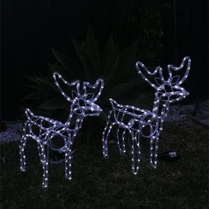 Solar Christmas LED Motif 2pcs Twin 60cm Bucks Reindeer Set Cool White Outdoor