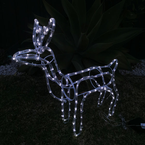 Solar Christmas LED Motif 2pcs Twin 60cm Bucks Reindeer Set Cool White Outdoor