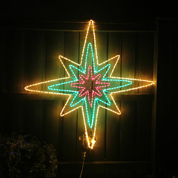 Christmas LED Motif 3 Layer Nativity Northern Star Animated 130x130cm Outdoor