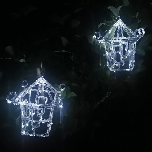 Christmas Decoration 2pcs 3D Acrylic 31cm Lantern LED Lit Indoor/Outdoor