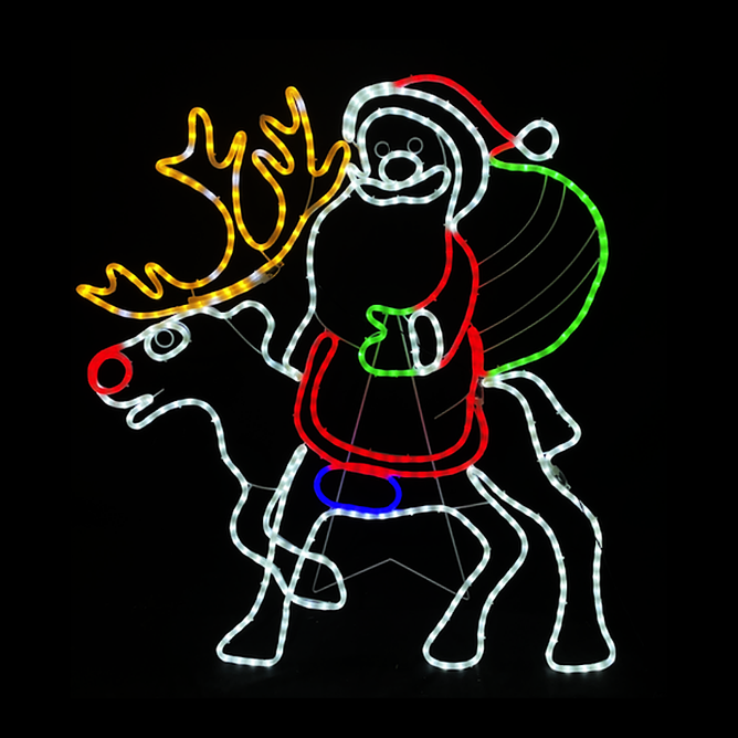 Christmas LED Motif Santa On Rudolph the Red Nosed Reindeer Outdoor
