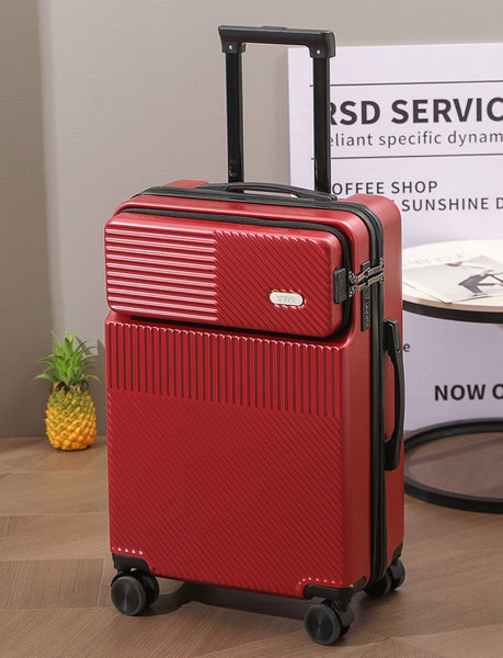 Slab 20" 360° Spinner Wheeled Cabin Travel Carry-on Luggage USB Port Access - Red
