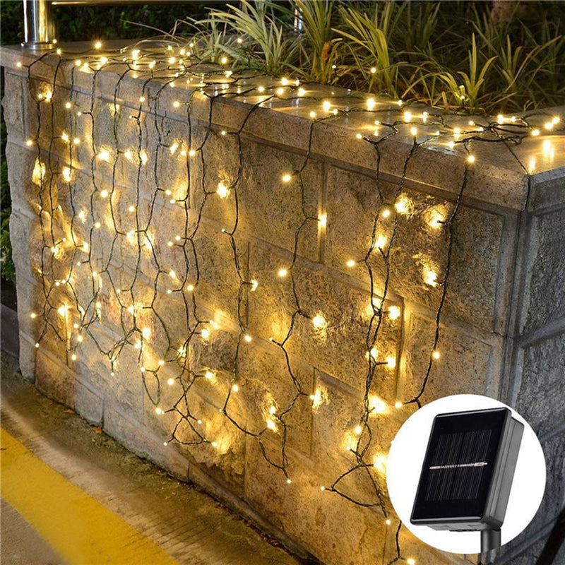 Solar Powered 480 LED Curtain Lights 8 Functions Outdoor 5m Drop Length