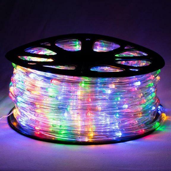Christmas Decoration 50m Single Length LED Multi-Colour Rope Light 8 Functions Outdoor Display