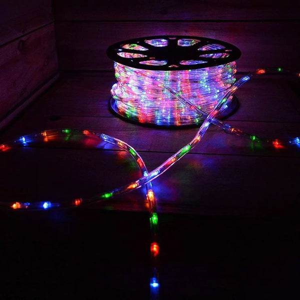 Christmas Decoration 50m Single Length LED Multi-Colour Rope Light 8 Functions Outdoor Display