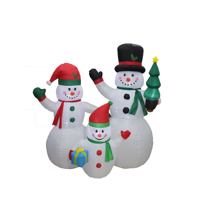 Christmas Decoration Inflatable 210cm Snowman Family LED Lit Outdoor