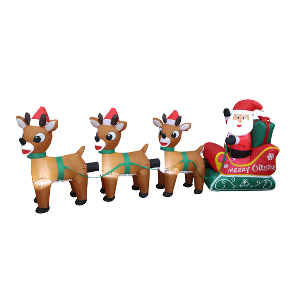 Christmas Decoration Inflatable 240cm Santa Sleigh Reindeer LED Lit Indoor/Outdoor