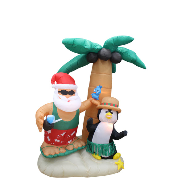 Christmas Decoration Inflatable 210cm Holiday Santa Penguin Tropical Island LED Lit Indoor/Outdoor