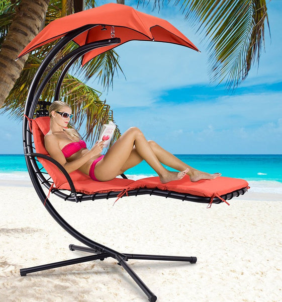 Innovative 360° Rotating Swing Hammock Chair with Canopy Steel Frame Cushioned