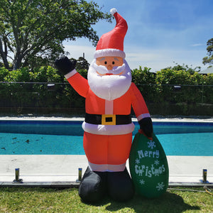 Christmas Decoration Inflatable 210cm Santa With Gift Bag LED Lit