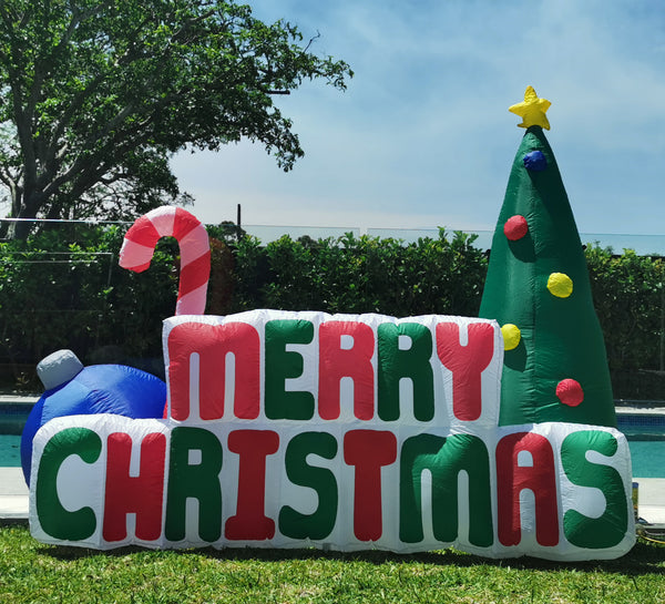 Christmas Decoration Inflatable 180cm Long Merry Christmas Sign LED Lit