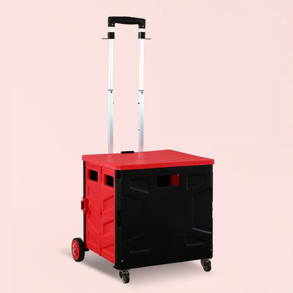 Collapsible Shopping Trolley 4 Wheeler with Foot Brake Alloy Handle Bar