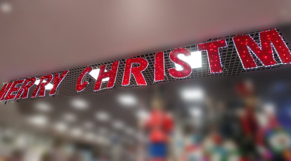 Commercial Merry Christmas LED Motif Garland 60cm Tall Letters Outdoor Display