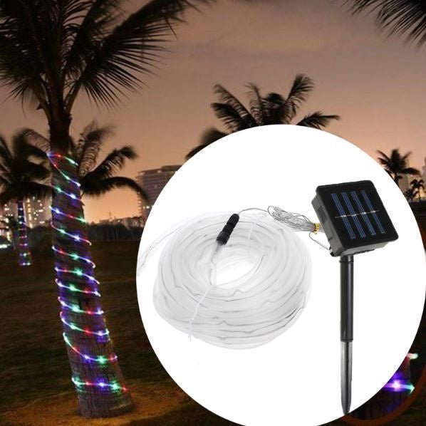 Christmas 10M LED Solar Powered Rope Light 8 Function Controller Outdoor