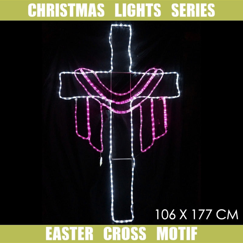 Christmas LED Motif Easter Jesus Cross 106x177cm Indoor/Outdoor Display Sign