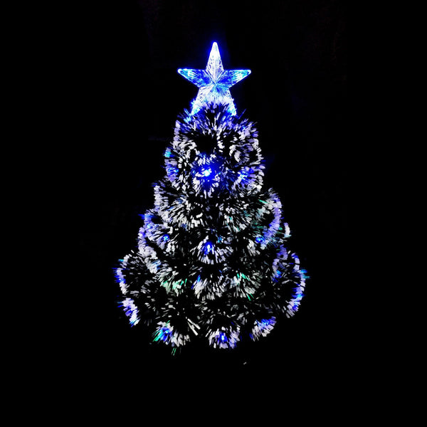 60cm Table Top Fibre Optic Tree Blue White Twinkle LED Light Christmas Tree Decor