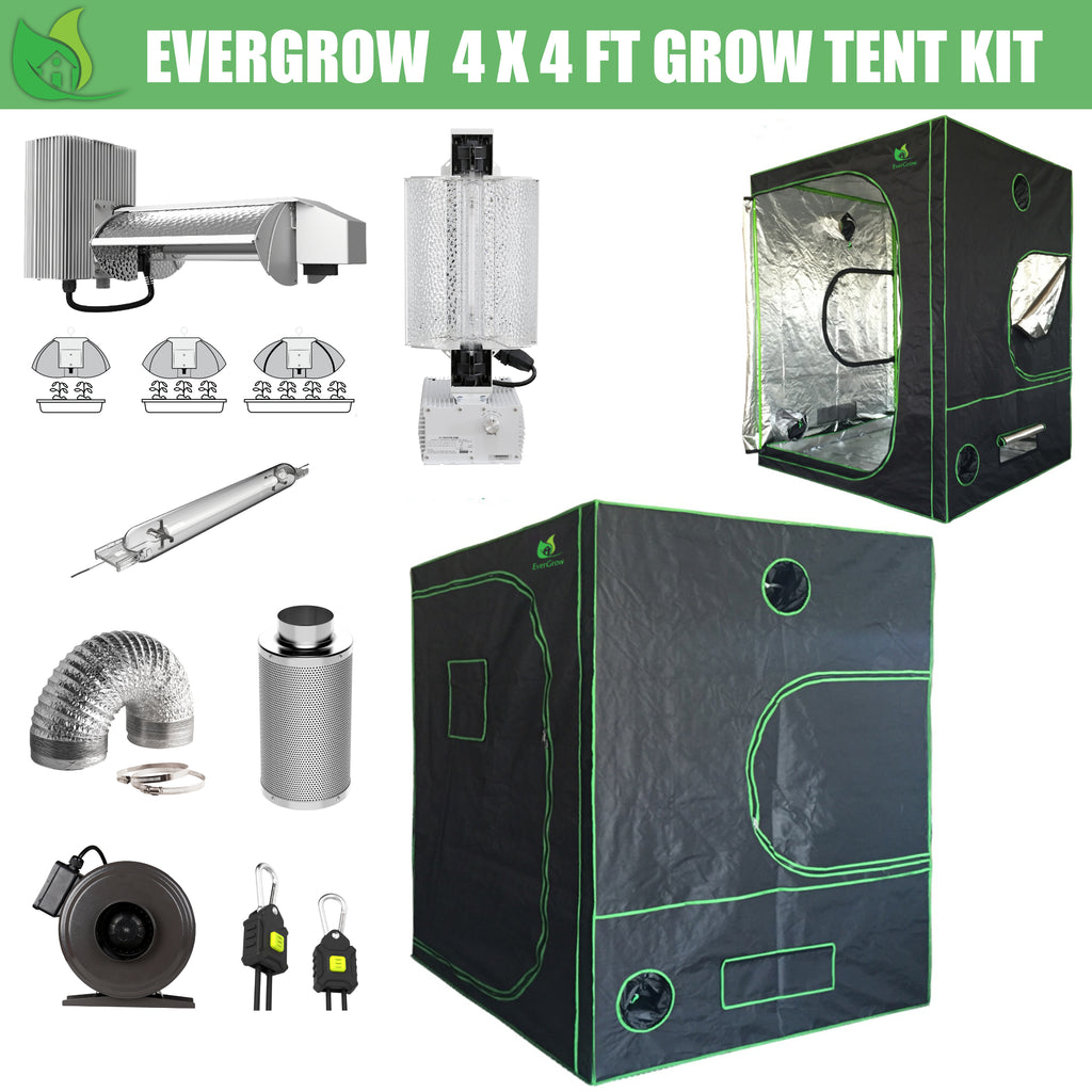 EverGrow Pro Series 4x4 ft (120x120x200 cm) Hydroponic Grow Tent Full Bundle Kit