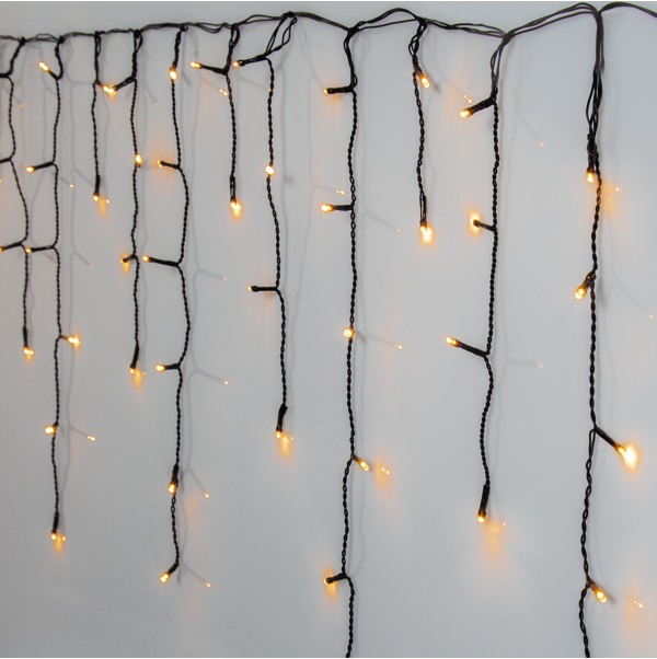 Solar Powered 1000 LED Warm White Icicle Lights 8 Functions 30m Long Indoor/Outdoor