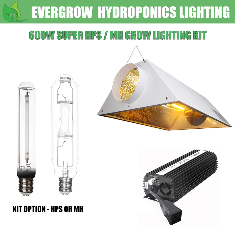 Original blanding nedenunder EverGrow 600W HPS/MH Grow Light Kit Includes Reflector Ballast – GearZen