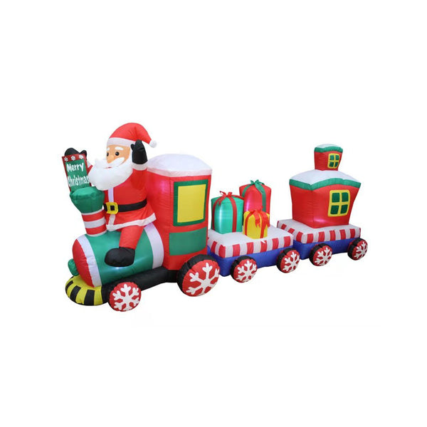 Inflatable 240cm Long Santa Riding Christmas Train LED Lit