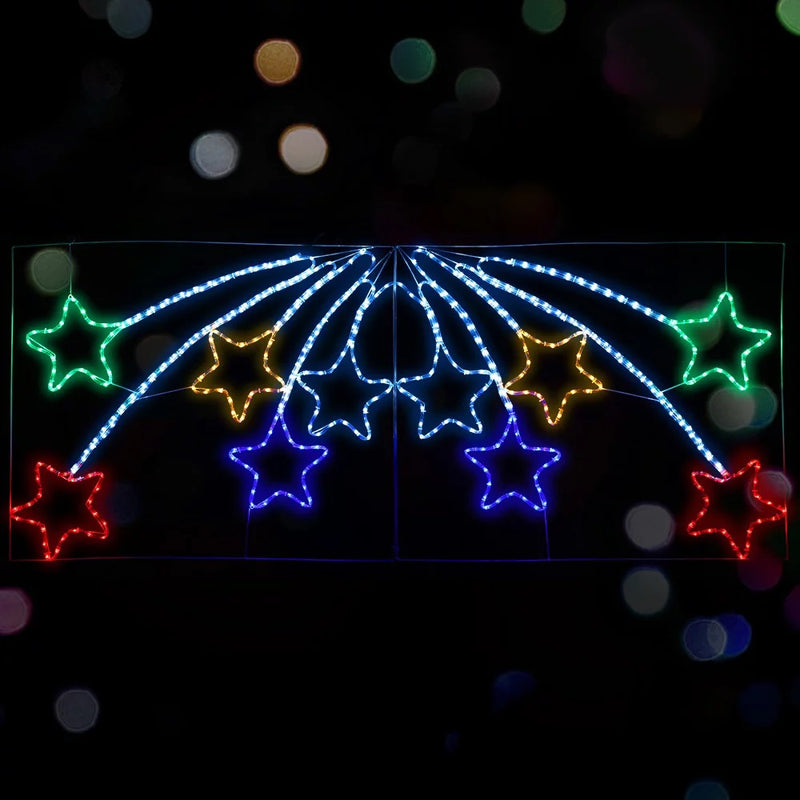 Christmas LED Motif 10 Pcs Shooting Bursting Stars 218 x 89cm Outdoor Rope Light
