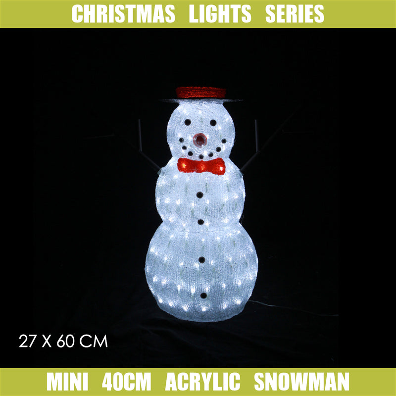 Christmas Decoration 3D Acrylic Snowman 60cm White LED Lit Indoor/Outdoor