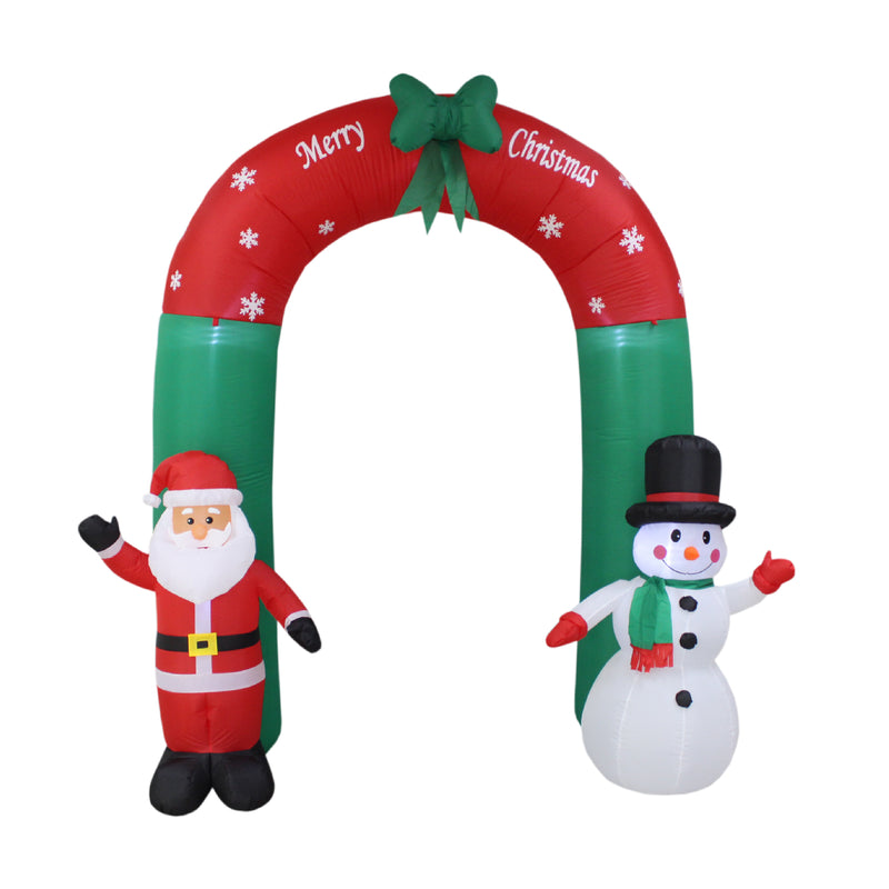 Christmas Decoration Inflatable 240cm Christmas Arch With Santa Snowman LED Lit