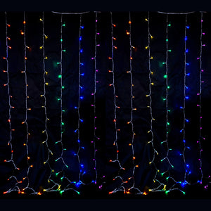 360 LED Rainbow Colour Curtain Lights 8 Functions 2.5m Drop Indoor/Outdoor