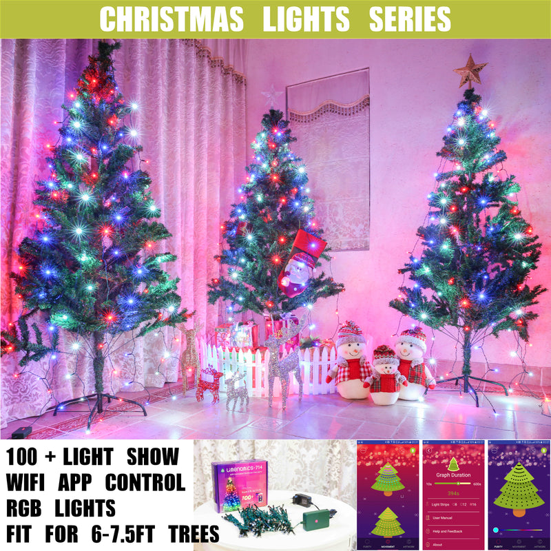 Smart WiFi APP Controlled RGB Indoor Christmas Tree Light for 6-7.5ft Trees