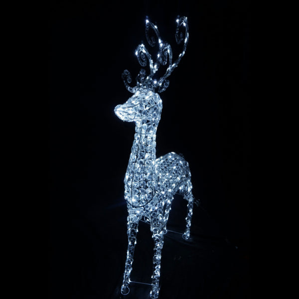 Christmas Decoration 3D Crystal Reindeer 80x22x150cm 260 White LED Display Indoor/Outdoor